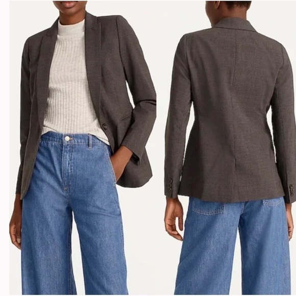 J. Crew Long Parke Blazer Denim Jacket Gray Brown - Picture 1 of 12